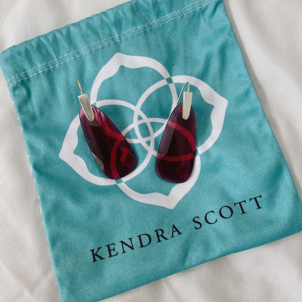 Kendra Scott Maize Gold Drop Earrings Berry Glass